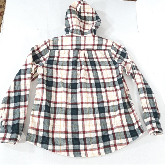 LL Bean Scotch Plaid Flannel Hoodie Jacket - Picture 5 of 7